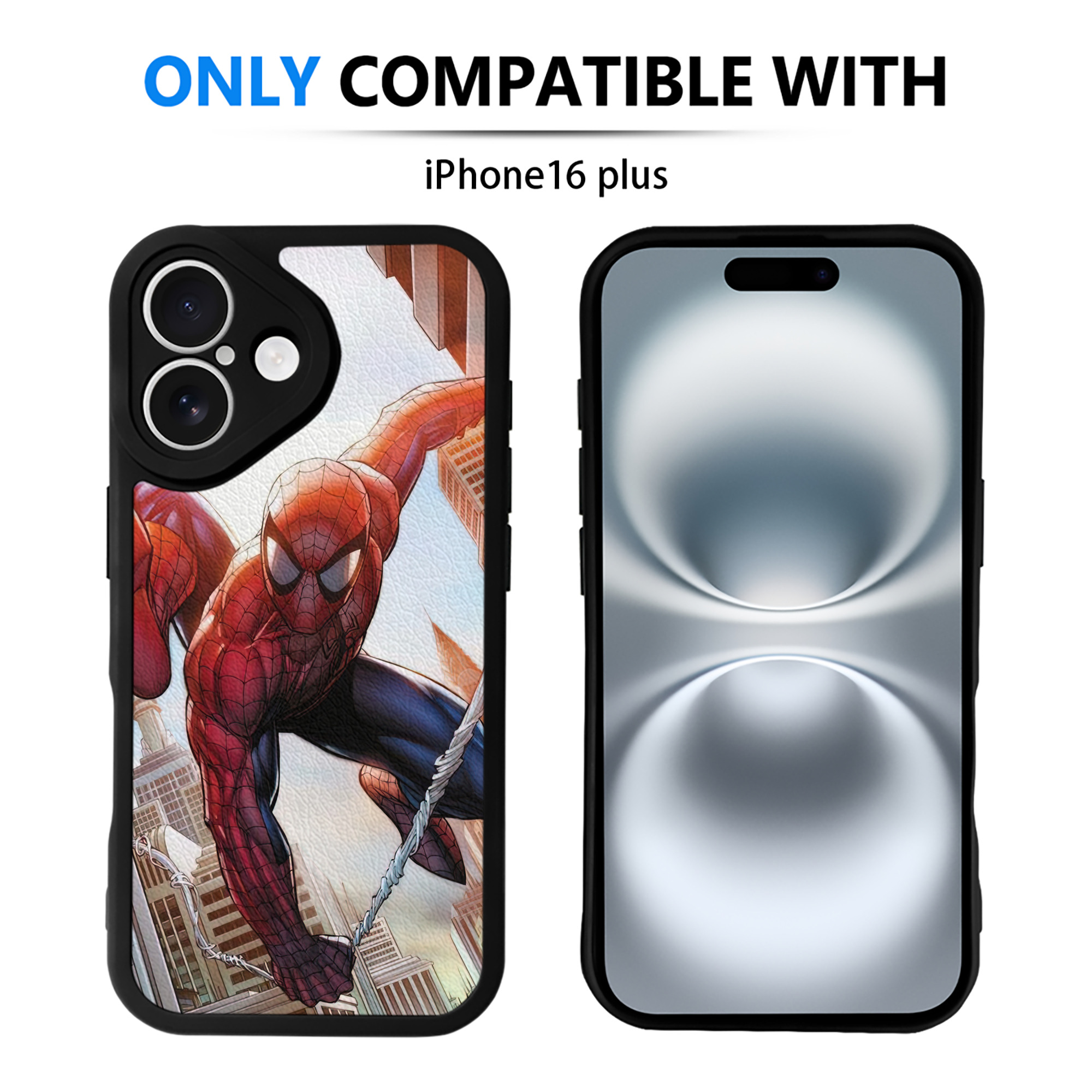 （画像用） Spider Man スパイダーマン 【iPhone 16シリーズ対応】シリコンスマホケース（レザー調） 材質：シリコン